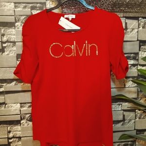 CALVIN KLEIN red blouse top shirt for women